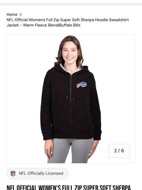 NFL Black Sherpa Hoodie with Red BILLS Logo
